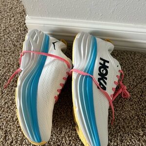 Hoka Athletic Shoes White Blue Pink